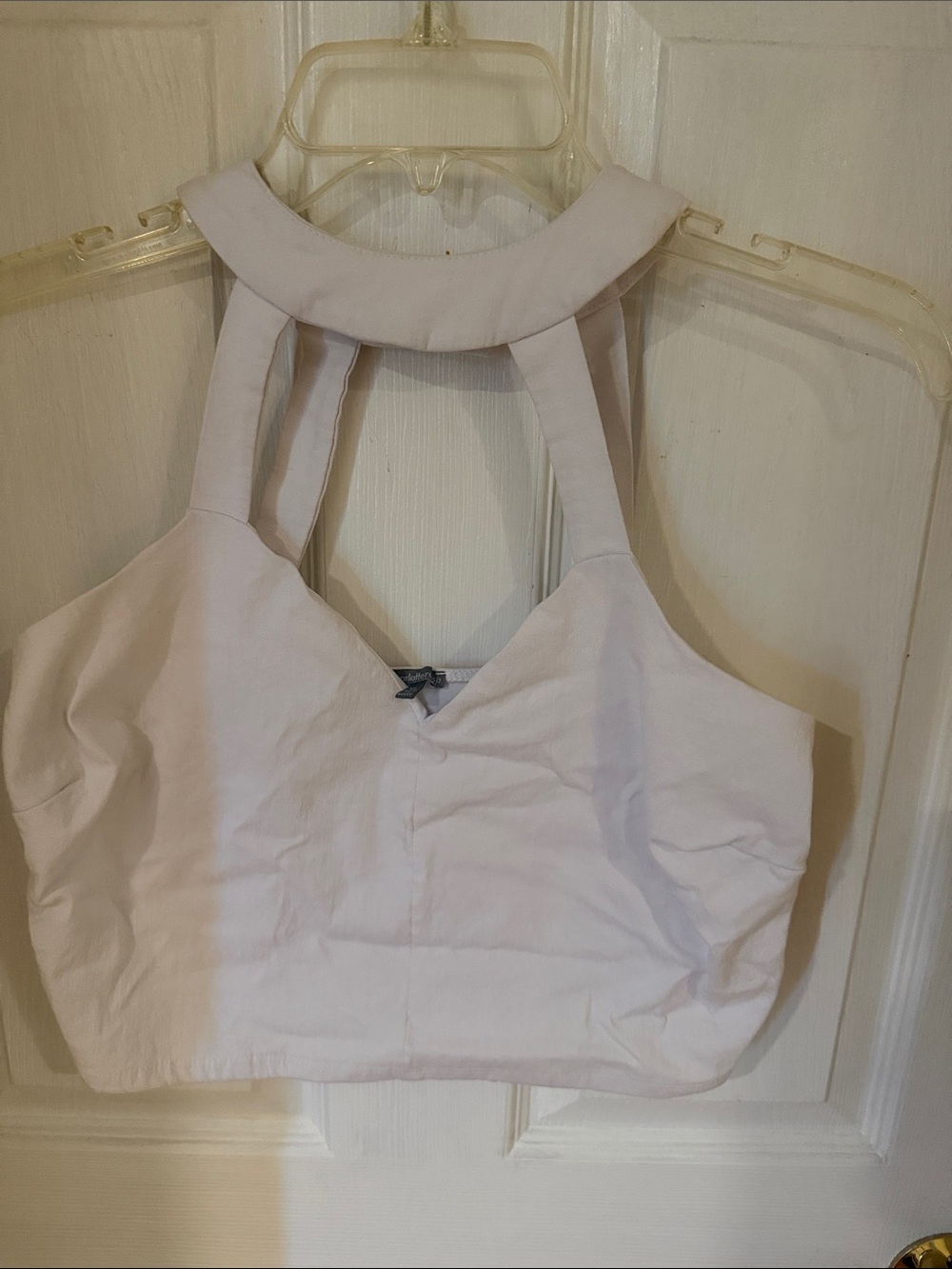 Charlotte Russe Pale White Halter Crop Top